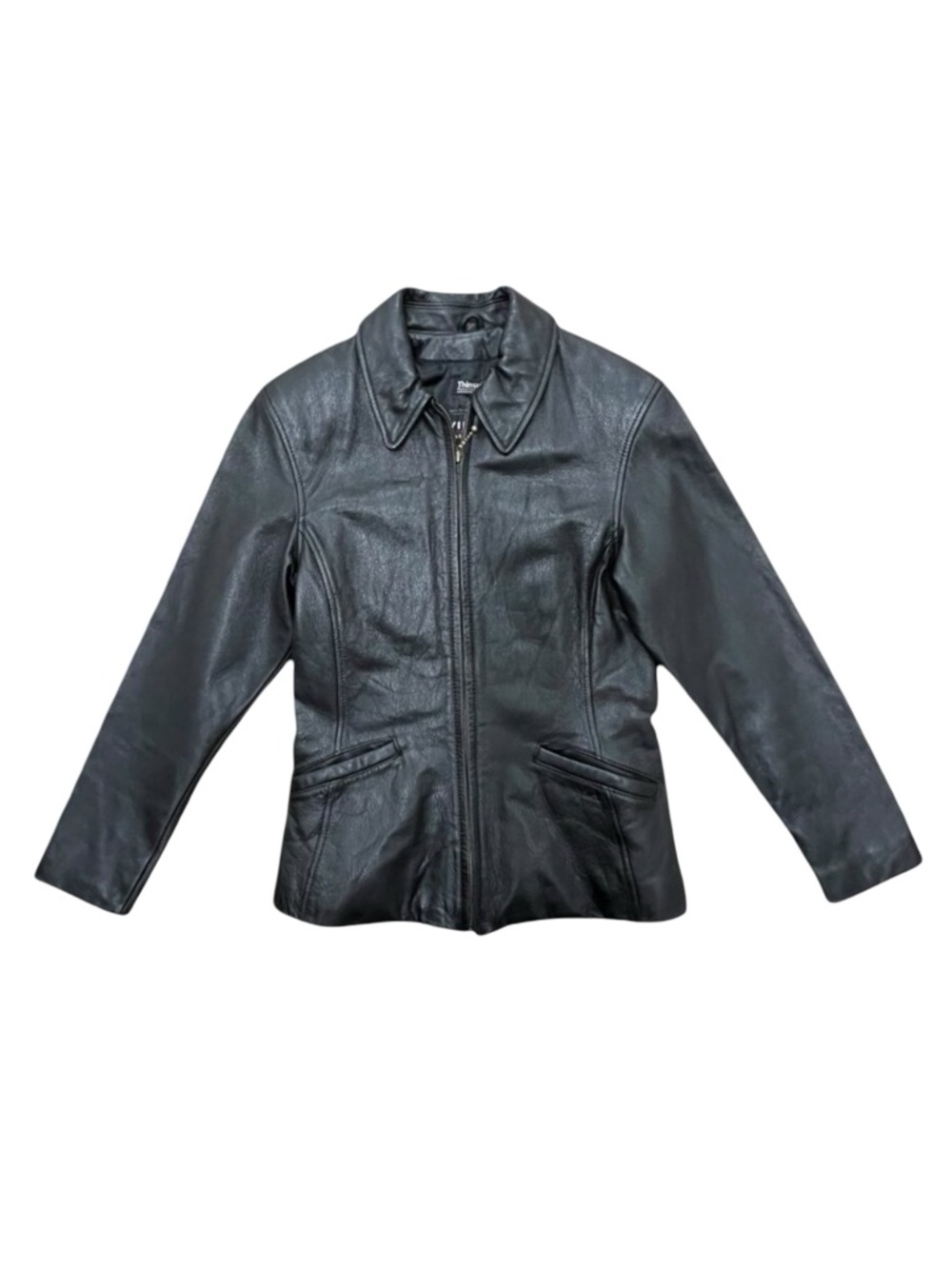 Women’s Vintage 1990s Wilson’s Black Leather Jacket Zip Front Thinsulate